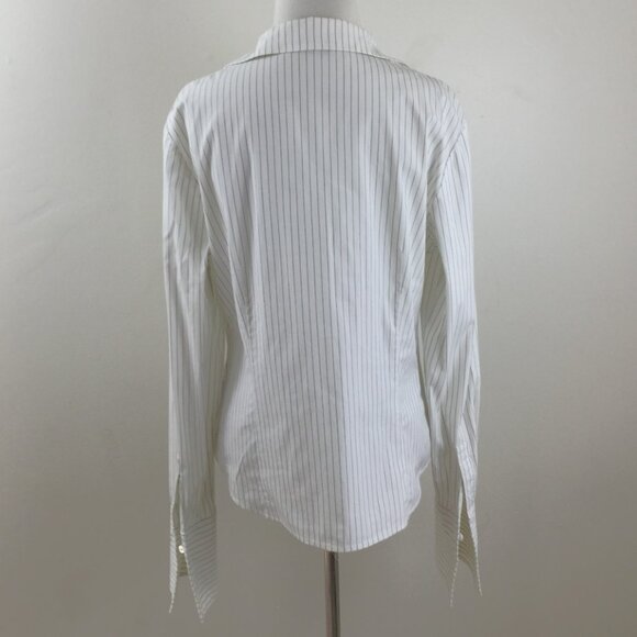 LaFayette 148 New York Button Up Striped Top 10 - Picture 5 of 8